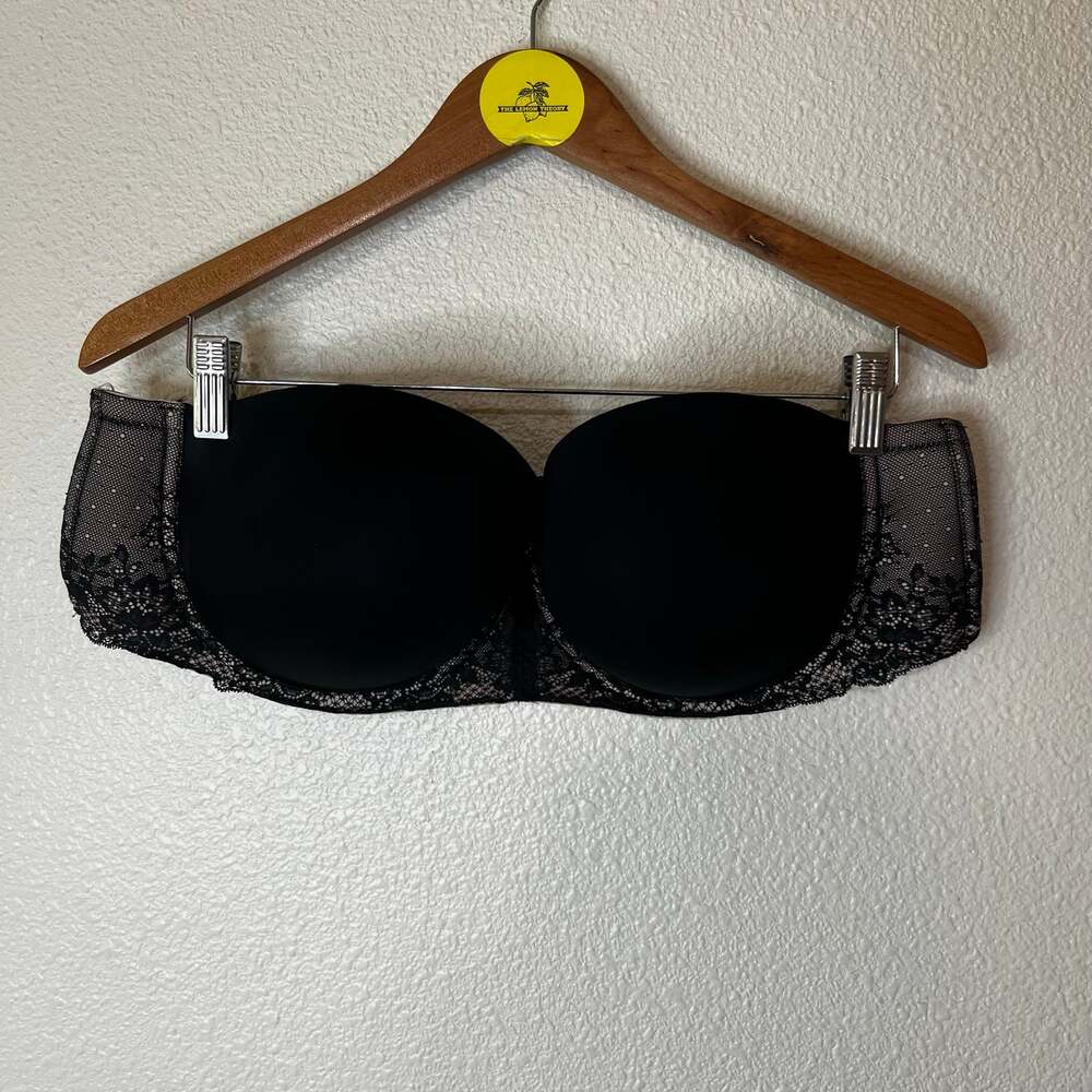 Torrid Curve Black Lightly Lined Multi-Way Black Lace Strapless Bra 44C
